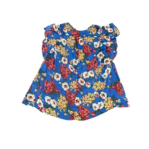 Umgee USA Plus Size 1XL Blue Floral Ruffle Cap Sleeve V-Neck Dress thumbnail 2