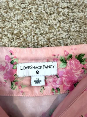 LoveShackFancy x Target Cecile Pink Floral Puff-Sleeve Dress Size 12 thumbnail 4