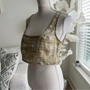 Reformation Olive Sleeveless Linen Crop Top In Size Small thumbnail 4