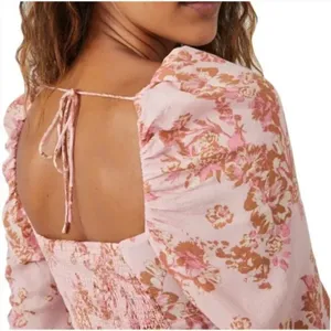 NWT * FREE PEOPLE Hillary Print Top in Pink Combo thumbnail 6