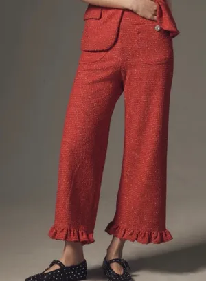 NWT Anthropologie Maeve The Colette Crop Wide-Leg Pants: Tweed Edition, Size 25 thumbnail 3