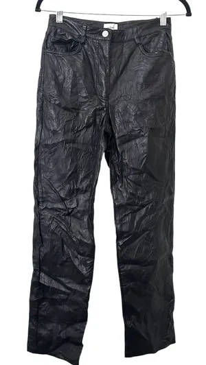 ARITZIA Wilfred Crinkle Faux Leather Pant Black Sz‎ 4 thumbnail 1