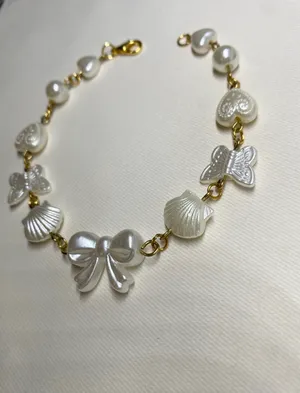 Handmade Gold Pearl Bracelet/Anklet thumbnail 3