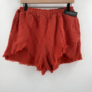 Blank NYC Shorts Size Medium Gauzy High Rise Rust Orange NWT Distressed Pullon thumbnail 13