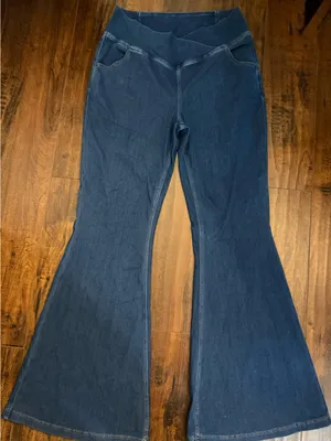 Halara Flex High Waisted Crossover Pocket Washed Casual Flare Jeans Size L NWT thumbnail 3