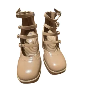 GB‎ Gianni Bini Nude Patent Multi Strap Platform Block Heel Mary Janes 6.5M thumbnail 5