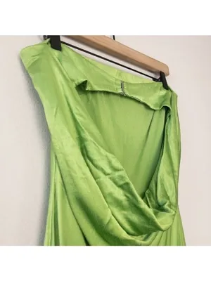 Bec + Bridge Moon Dance Strapless Dress 10 Sweet Pea Green Satin Cutout Draped thumbnail 11
