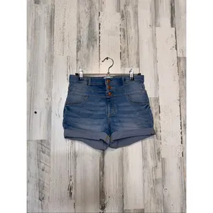 Jordache High Waisted Denim Shorts Womens Size 14 Medium Wash 3-Button Cuffed He thumbnail 2