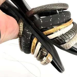 Aldo Gold Silver Metallic Strappy Women’s Flats Sandals‎ Size 7.5 leather thumbnail 9
