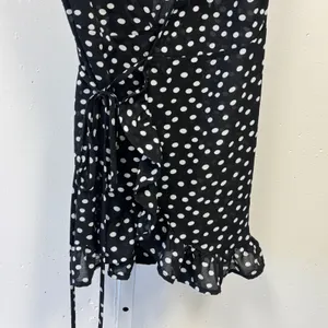 Princess Polly Polka Dot Wrap Mini Dress Black White Ruffle Hem Size US 2 Summer thumbnail 5