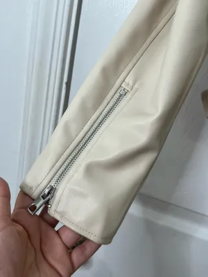 Zara Faux Leather Moto Jacket Biker Belted Streetwear Cream Ivory Size S thumbnail 12
