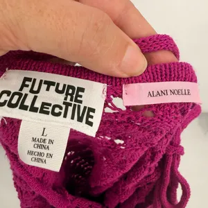 Future Collective Alani Noelle Crochet Halter Maxi Dress L Magenta Y2K Festival thumbnail 8