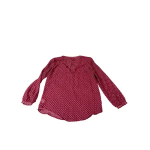 Gap‎ Size Small Maroon Red Blouse Long Sleeve Button Front V-Neck Flowy Print thumbnail 8