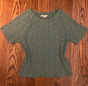 American Eagle Outfitters Ribbed Floral Baby Tee thumbnail 1