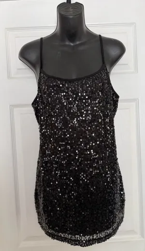Black sequin camisole top Size M thumbnail 1
