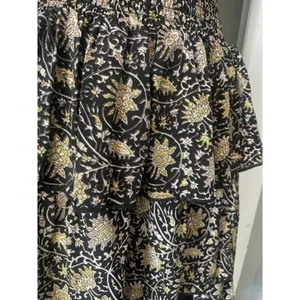 Muche et Muchette Black Gold Floral Smocked High-Low Tiered Ruffle Maxi Dress‎ thumbnail 5