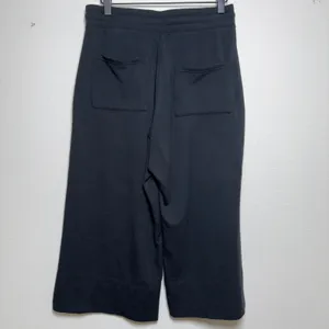 Quince Women SuperSoft Fleece Wide Leg Pants M Black Cropped Casual Pull‎ On thumbnail 3
