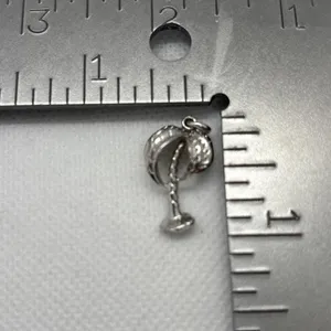 Vintage Palm Tree Tropical Charm Pendant Sterling‎ 925 Silver 1960s 3.1g 3D thumbnail 5