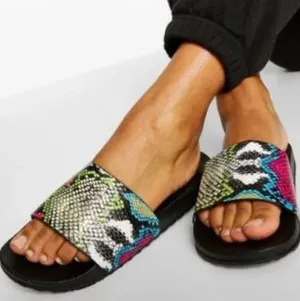 Sergio Todzi Snake Print Pool Slider Sandals Multicolor size‎ 5 thumbnail 1