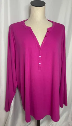 Vigilo Women's Fuchsia casual ribbed Long-Sleeve Top 2x NWT thumbnail 1