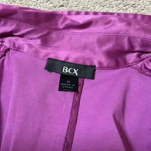 BCX Double Breasted Belted Trench Coat Jacket‎ Women's Size M Purple Satin Look thumbnail 4