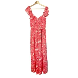 Red Dress Boutique NEW‎ A Loves A Pink Floral Ruffle Sleeveless Jumpsuit M thumbnail 7