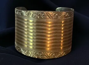 Vintage gold tone wide cuff bracelet thumbnail 1