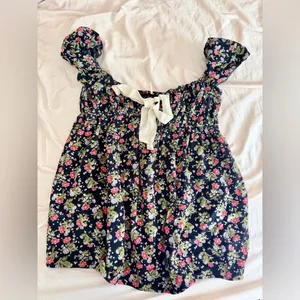 Free people Gaia floral black corduroy tunic mini dress medium thumbnail 2