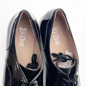 BRASH Black Faux Leather Textured Lace Up Platform Oxford Loafers 8.5 Preppy thumbnail 6