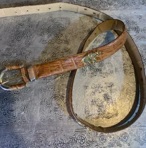 Vintage Leather Belt with Gold Animals thumbnail 1