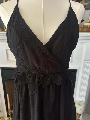 Blue Rain Francesca’s Black Embroidered Eyelet Maxi Dress Size Medium thumbnail 2