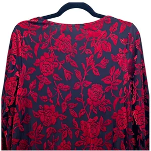 Cato 90s Womens Top Small Whimsigoth ‎ Goth Red Dark Romantic Velvet Burnout thumbnail 4