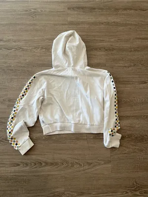 Vans Karina Hoodie Womens Medium Cream Cupid Cherub Checkerboard Crop Pullover thumbnail 9