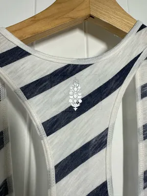 Free People Movement Keep Rolling Striped Tank Top in Navy and White thumbnail 6