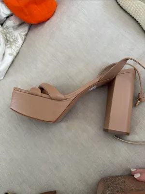 Saks Fifth Avenue Nude Strappy Square-Toe Block Heels thumbnail 3