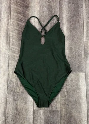 Aerie Olive Ribbed One Piece Swimsuit thumbnail 1
