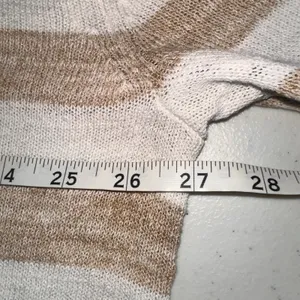 Talbots Womens Size Large Brown Cream Stripe Cardigan Sweater thumbnail 5