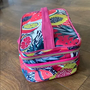 Colorful Fruit Print Large Double-Zip Beauty Case Brush Holders 10.5”x 7”x5.5” thumbnail 11