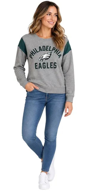 Philadelphia Eagles NFL Team Apparel Women’s Sweatshirt Medium Gray Green thumbnail 1