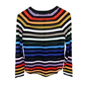Replica Los Angeles M Rainbow Stripe Metallic Knit Sweater 70s Retro Glitz Cozy thumbnail 6