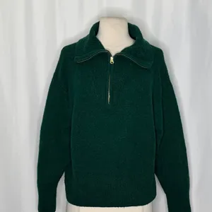 J. CREW Relaxed Half Zip Stretch Sweater Merino Wool Alpaca Dark Spruce Green M‎ thumbnail 3