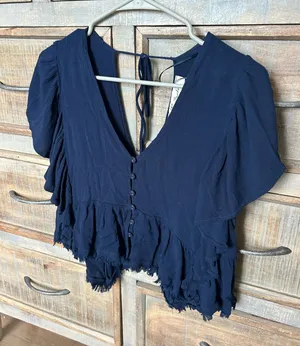 Blue flowy top thumbnail 1