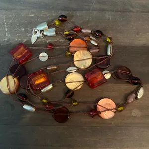 Coldwater creek earth tone station glass bead necklace thumbnail 2