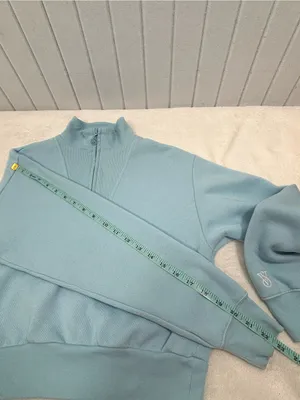Victoria's Secret Cropped Light Blue Half-Zip Pullover Sweatshirt Size XS thumbnail 9