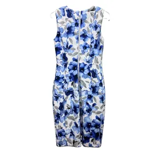 Calvin Klein Blue Floral Stretch Scuba Sleeveless Sheath Dress Office Wedding 6 thumbnail 5