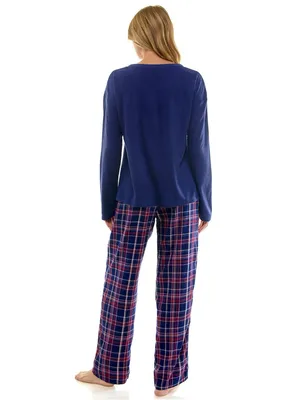 Croft & Barrow Henley Top & Rayon Pajama Bottom Set Dina Plaid Large NWT thumbnail 2