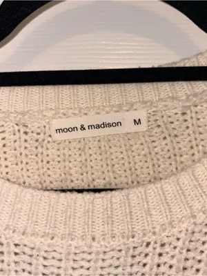 Moon & madison Cropped Striped Knit Sweater in Cream, Tan & Gray Size M thumbnail 3