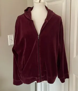 Coolest Vintage Purple Oversized Velour Zip Up Hoodie thumbnail 3