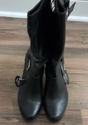. Black Sachi Mid-Calf Block Heel Boots thumbnail 7