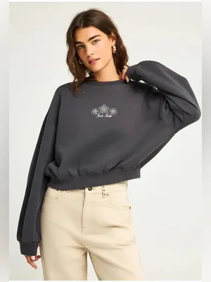 NWT Funky Buddha Anthracite Cowgirl Club Sweatshirt Size Small thumbnail 1